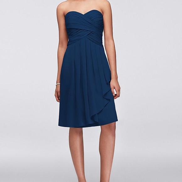 David’s Bridal Chiffon Dress in Marine blue - Picture 1 of 5